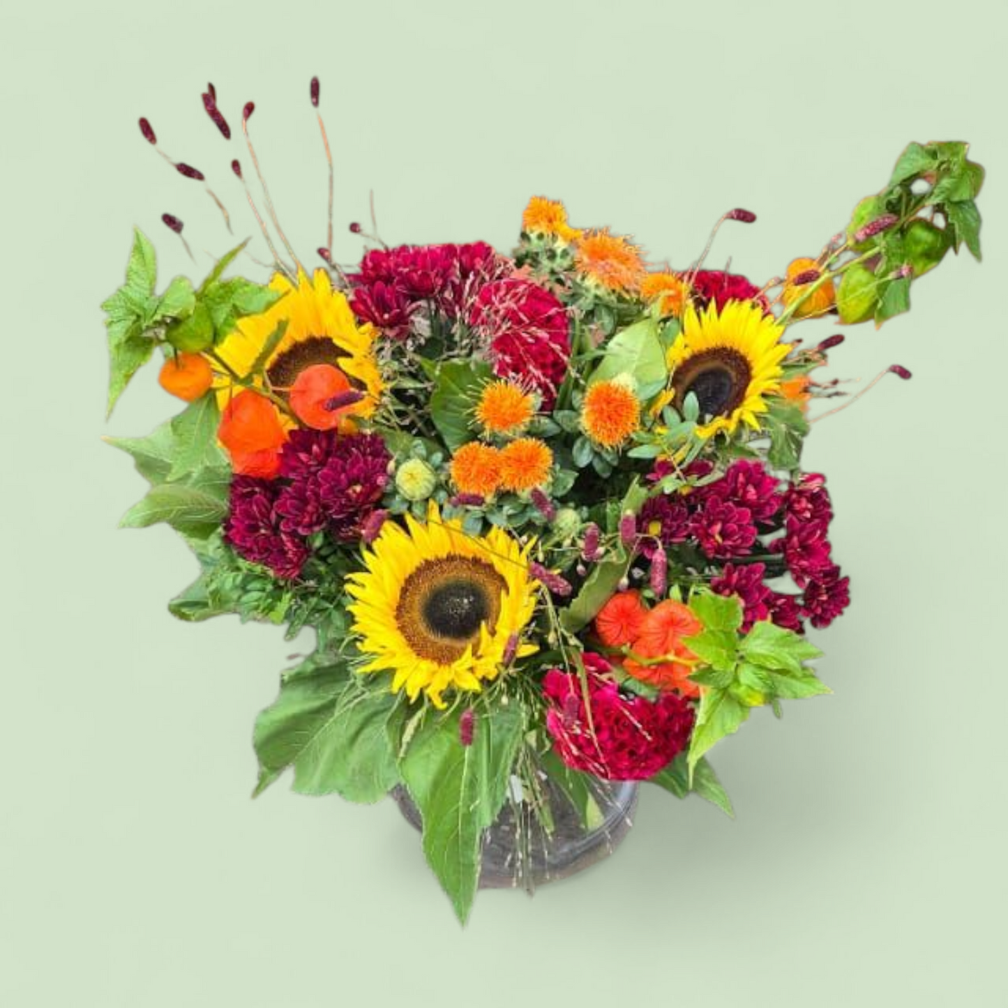 Klassiek herfstboeket “Zonnige Herfst” – met zonnebloemen