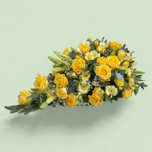 Rouwstuk in de Vorm van een Druppel – Geel - Warm en stralend afscheid