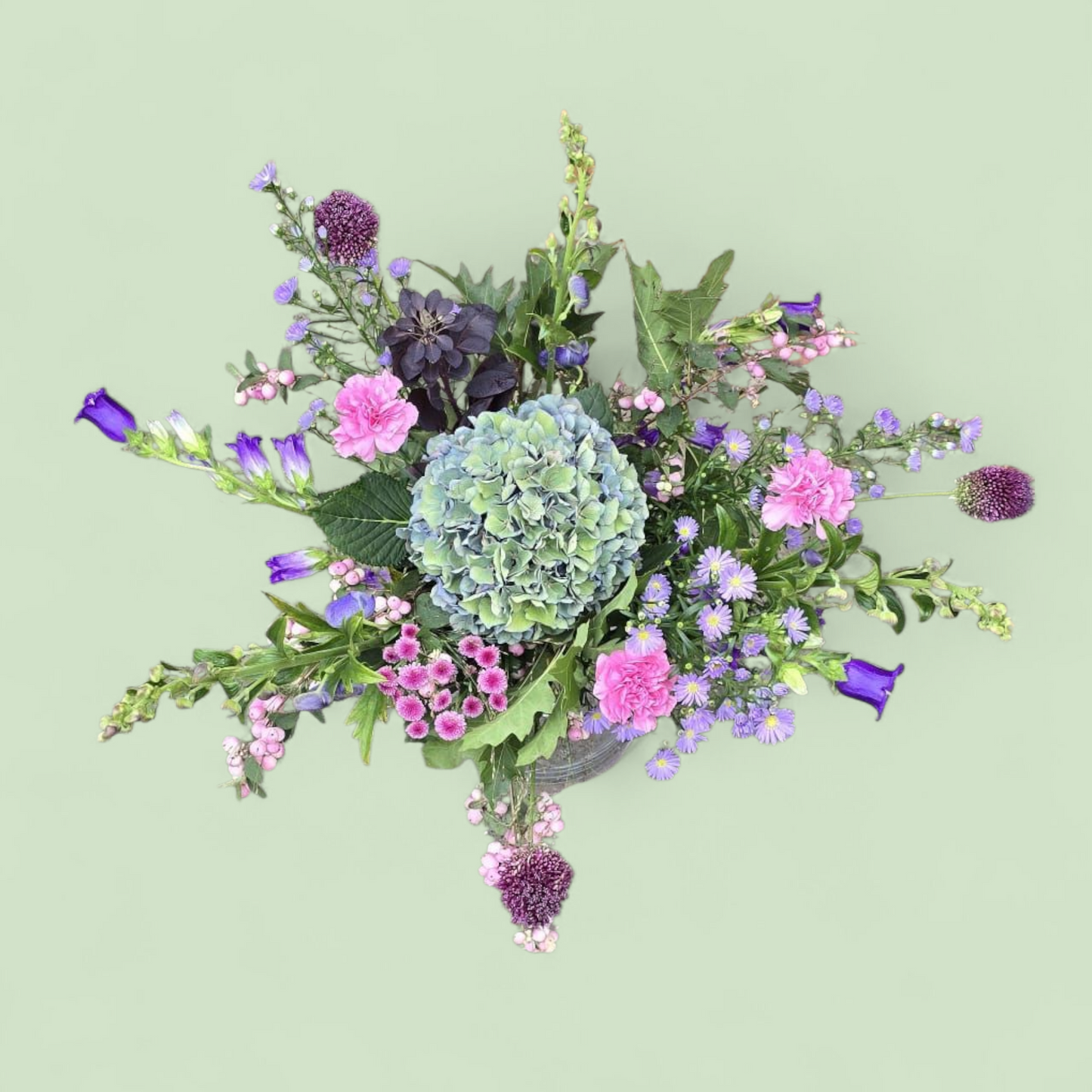 Groot Herfstboeket – Met hortensia en paarse en blauwe accenten