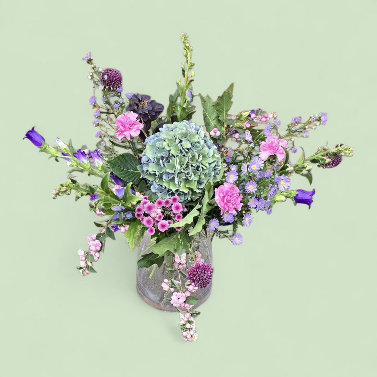 Groot Herfstboeket – Met hortensia en paarse en blauwe accenten